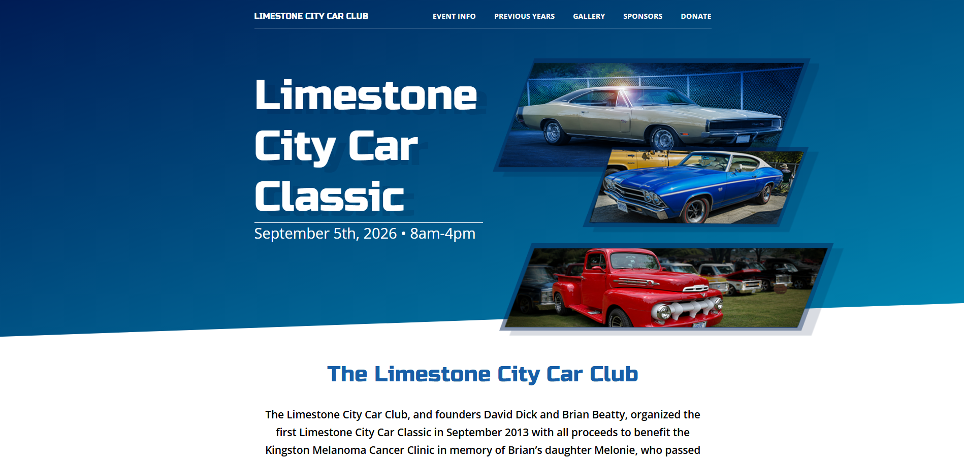 Limestone City Car Club website homepage