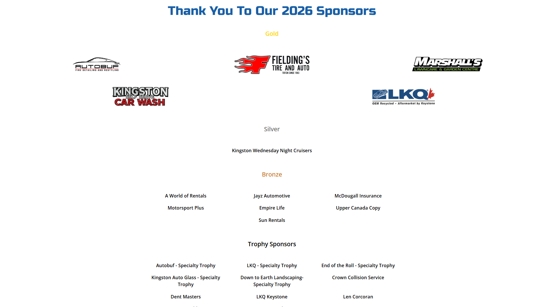 Limestone City Car Club sponsors page