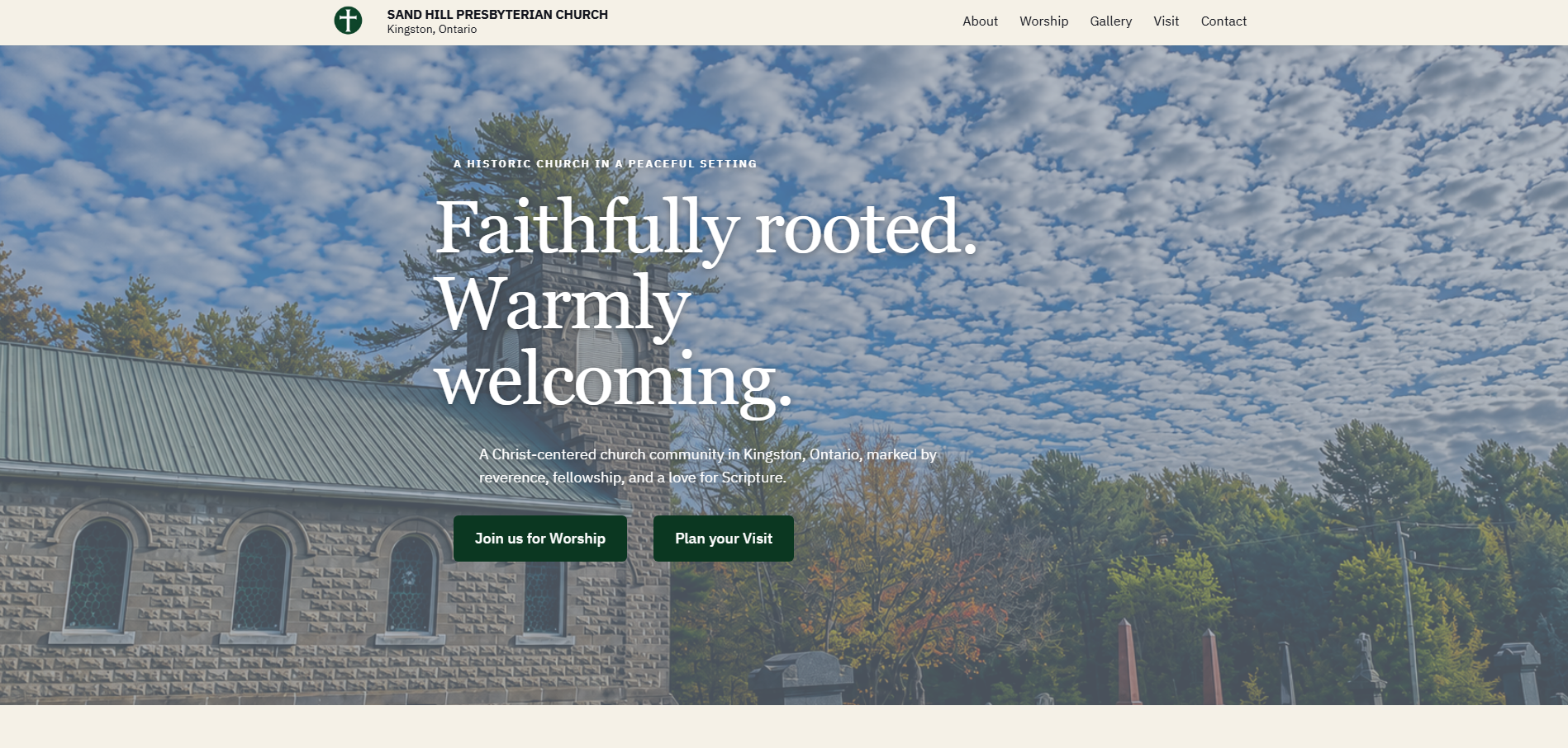 Sand Hill Presbyterian Church website homepage